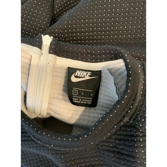 Nike Black & White Micro Dot Crew Neck Cropped Sweatshirt, Size Large - Picture 5 of 5